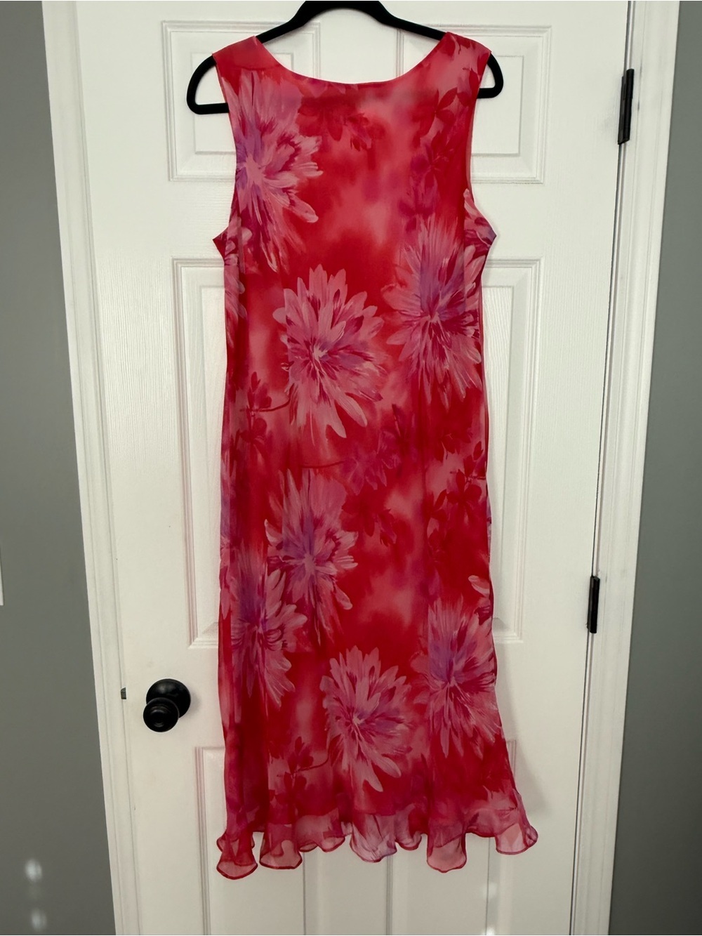 Studio 1 y2k Red Floral Sleeveless Midi Dress- size 18 - Picture 2 of 3